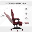 REIBII 26 in. PU Leather Gaming Chair High Back Swivel Recliner with Lumbar Support Footrest Adjustable Height