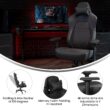 Flash Furniture Falco Ergonomic High Back Adjustable Gaming Chair with 4D Armrests; Headrest Pillow; and Adjustable Lumbar Support; Black with Red Stitching