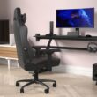 Flash Furniture Falco Ergonomic High Back Adjustable Gaming Chair with 4D Armrests; Headrest Pillow; and Adjustable Lumbar Support; Black with Red Stitching