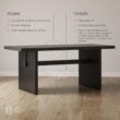 Nathan James Briggs Modern Dining Table for 6, Small Rectangle, 6-Person Black, Solid Wood in Black Oak