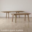 Nathan James Andy Modern Farmhouse Dining Table for 6 with Solid Wood Legs, Extendable Dining Table, Light Brown