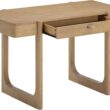 Nathan James Haley Mid Century Modern Home Office Desk, Solid Wood Writing Desk with Drawer and Rounded Legs, Light Brown