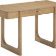 Nathan James Haley Mid Century Modern Home Office Desk, Solid Wood Writing Desk with Drawer and Rounded Legs, Light Brown