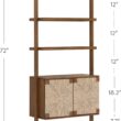 Nathan James Beacon 3-Shelf Bookcase with Seagrass Cabinet, Solid Wood Bookshelf with Storage with Solid Wood Frame, Seagrass/Dark Brown
