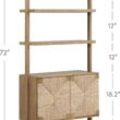 Nathan James Beacon 3-Shelf Solid Wood Bookshelf with Storage Cabinet, Bohemian Wall Mounted Shelf with Seagrass Door Fronts