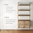 Nathan James Beacon 3-Shelf Solid Wood Bookshelf with Storage Cabinet, Bohemian Wall Mounted Shelf with Seagrass Door Fronts