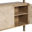 Nathan James Beacon 3-Shelf Solid Wood Bookshelf with Storage Cabinet, Bohemian Wall Mounted Shelf with Seagrass Door Fronts