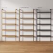 Nathan James Beacon Bohemian 5 Tier Bookshelf, Wall Mounted Bookcase, Solid Wood Bookshelf in Black Oak