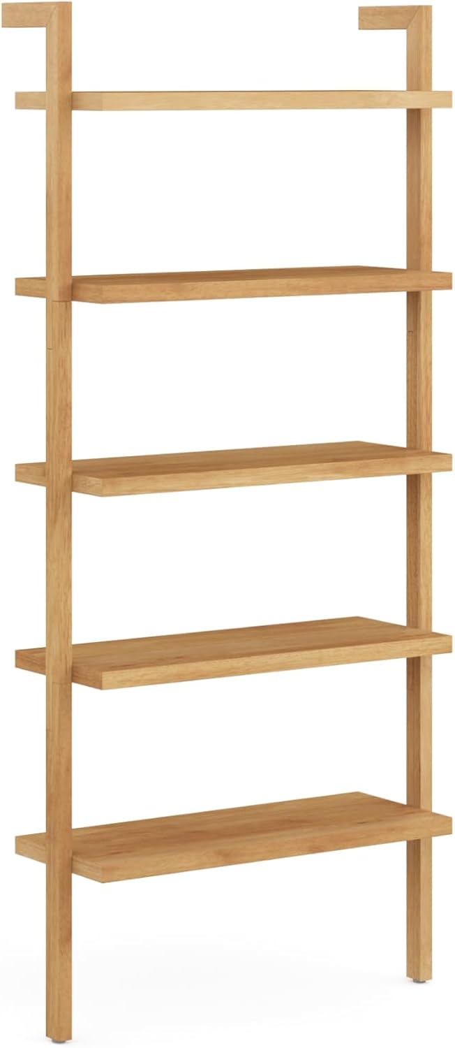 Nathan James Beacon Bohemian 5 Tier Bookshelf, Wall Mounted Bookcase, Solid Wood Bookshelf in Warm Pine Nathan James Beacon Bohemian 5 Tier Bookshelf, Wall Mounted Bookcase, Solid Wood Bookshelf in Warm Pine