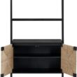 Nathan James Beacon 3-Shelf Bookcase with Seagrass Cabinet, Solid Wood Boho Bookshelf with Storage with Solid Wood Frame, Seagrass/Black