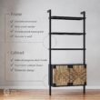 Nathan James Beacon 3-Shelf Bookcase with Seagrass Cabinet, Solid Wood Boho Bookshelf with Storage with Solid Wood Frame, Seagrass/Black