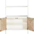 Nathan James Beacon 3-Shelf Bookcase with Seagrass Cabinet, Solid Wood Boho Bookshelf with Storage with Solid Wood Frame, Seagrass/Warm White