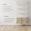 Nathan James Beacon 3-Shelf Bookcase with Seagrass Cabinet, Solid Wood Boho Bookshelf with Storage with Solid Wood Frame, Seagrass/Warm White