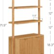 Nathan James Jasper 3-Shelf Solid Wood Boho Bookshelf, Wall Mounted Bookshelf with Cabinet with Fluted Doors, Natural Brown