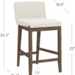 Nathan James Gracie Modern Counter Height Bar Stool with Back, Counter Stool Upholstered Chair with Natural Textured Linen and Brushed Wooden Legs, Cream Boucle/Dark Brown