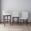 Nathan James Gracie Modern Counter Height Bar Stool with Back, Counter Stool Upholstered Chair with Natural Textured Linen and Brushed Wooden Legs, Cream Boucle/Dark Brown