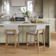 Nathan James Gracie Modern Bar Stool Counter Height Barstool with Back, Upholstered Kitchen Island Stool with Solid Wood Legs, Gray/Light Brown