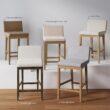 Nathan James Gracie Modern Bar Stool Counter Height Barstool with Back, Upholstered Kitchen Island Stool with Solid Wood Legs, Gray/Light Brown