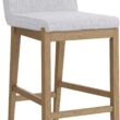 Nathan James Gracie Modern Bar Stool Counter Height Barstool with Back, Upholstered Kitchen Island Stool with Solid Wood Legs, Gray/Light Brown