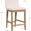 Nathan James Gracie Modern Counter Height Bar Stool with Back, Counter Stool Upholstered Chair with Natural Flax White Fabric and Brushed Light Brown Wooden Legs, Natural Flax/Brown