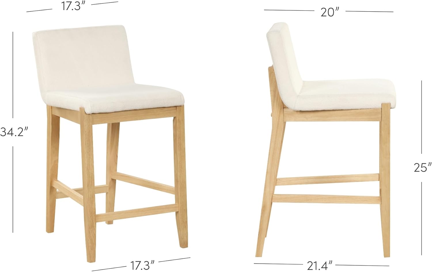 Nathan James Gracie Modern Counter Height Bar Stool with Back, Counter Stool Upholstered Chair with Natural Textured Linen and Brushed Wooden Legs, Cream Boucle/Light Brown Nathan James Gracie Modern Counter Height Bar Stool with Back, Counter Stool Upholstered Chair with Natural Textured Linen and Brushed Wooden Legs, Cream Boucle/Light Brown