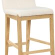 Nathan James Gracie Modern Counter Height Bar Stool with Back, Counter Stool Upholstered Chair with Natural Textured Linen and Brushed Wooden Legs, Cream Boucle/Light Brown Nathan James Gracie Modern Counter Height Bar Stool with Back, Counter Stool Upholstered Chair with Natural Textured Linen and Brushed Wooden Legs, Cream Boucle/Light Brown
