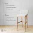 Nathan James Gracie Modern Upholstered Bar Stool, Wooden Bar Stool for Kitchen Island with Boucle Upholstery, Cream Boucle/Warm Pine