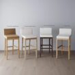 Nathan James Gracie Modern Upholstered Bar Stool, Wooden Bar Stool for Kitchen Island with Boucle Upholstery, Cream Boucle/Warm Pine