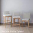 Nathan James Gracie Modern Upholstered Bar Stool, Wooden Bar Stool for Kitchen Island with Boucle Upholstery, Cream Boucle/Warm Pine