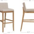 Nathan James Gracie Modern Bar Stool with Back, Cushioned Bar Height Stool with Natural Flax Upholstery and Brushed Wooden Legs, Natural Flax/Brown Nathan James Gracie Modern Bar Stool with Back, Cushioned Bar Height Stool with Natural Flax Upholstery and Brushed Wooden Legs, Natural Flax/Brown