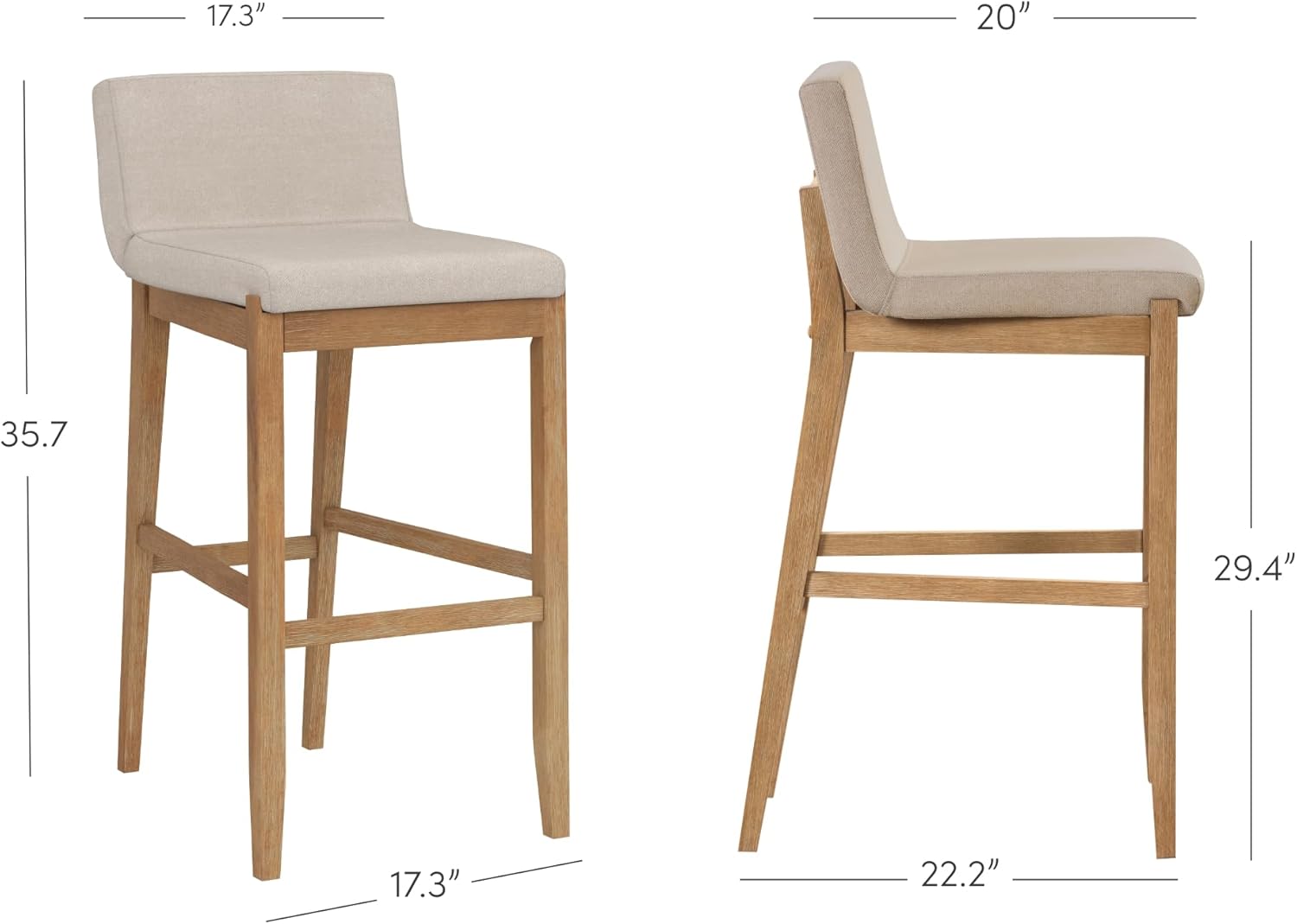 Nathan James Gracie Modern Bar Stool with Back, Cushioned Bar Height Stool with Natural Flax Upholstery and Brushed Wooden Legs, Natural Flax/Brown Nathan James Gracie Modern Bar Stool with Back, Cushioned Bar Height Stool with Natural Flax Upholstery and Brushed Wooden Legs, Natural Flax/Brown
