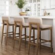 Nathan James Gracie Modern Bar Stool with Back, Cushioned Bar Height Stool with Natural Flax Upholstery and Brushed Wooden Legs, Natural Flax/Brown Nathan James Gracie Modern Bar Stool with Back, Cushioned Bar Height Stool with Natural Flax Upholstery and Brushed Wooden Legs, Natural Flax/Brown