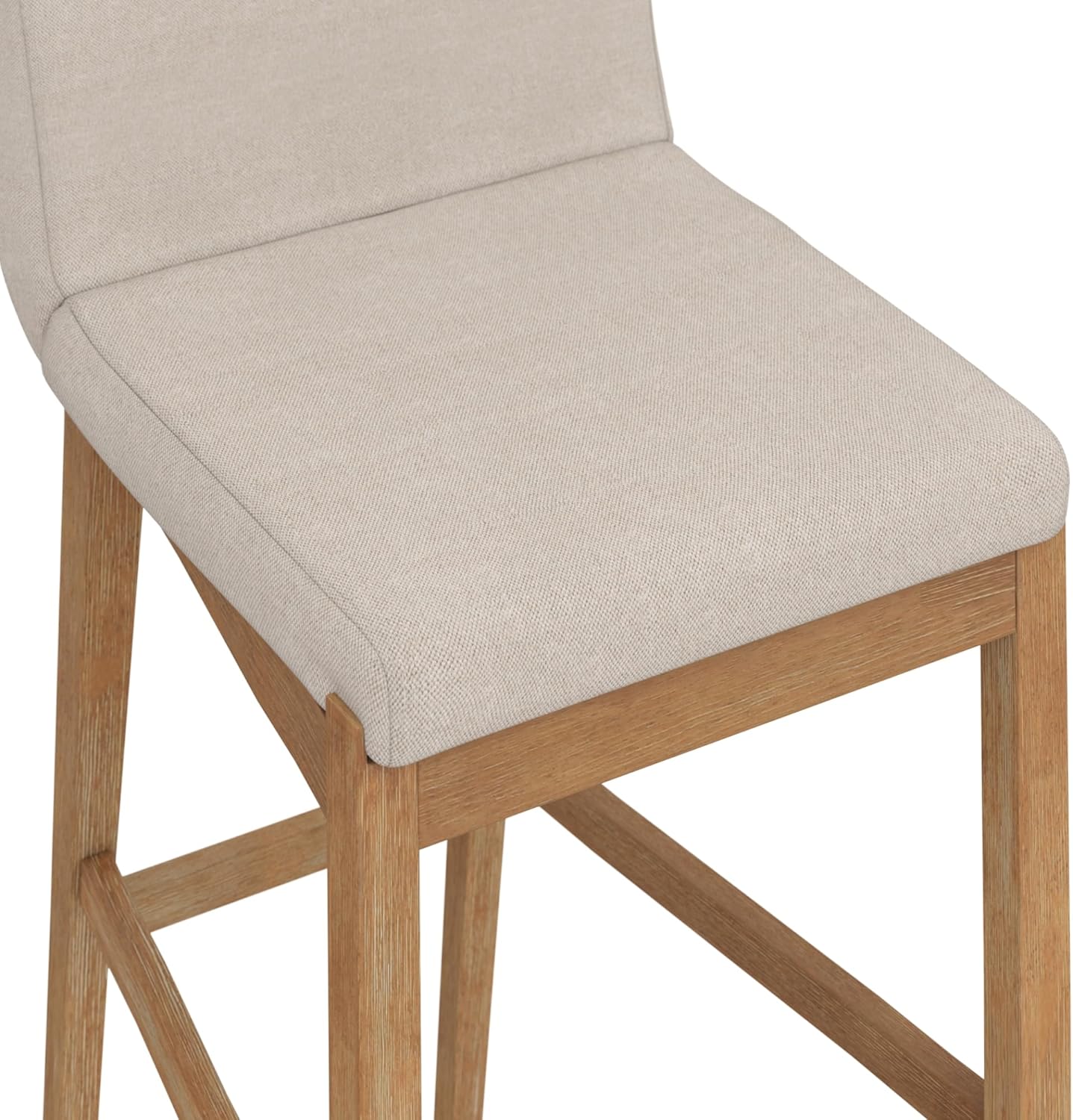Nathan James Gracie Modern Bar Stool with Back, Cushioned Bar Height Stool with Natural Flax Upholstery and Brushed Wooden Legs, Natural Flax/Brown Nathan James Gracie Modern Bar Stool with Back, Cushioned Bar Height Stool with Natural Flax Upholstery and Brushed Wooden Legs, Natural Flax/Brown