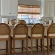 Nathan James Bailey Boucle Upholstered Rattan Bar Stool, Counter Height Stool with Natural Rattan Woven Back For Kitchen Island, Light Brown