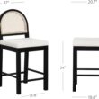 Nathan James Bailey Boucle Upholstered Rattan Bar Stool, Counter Height Stool with Natural Rattan Woven Back For Kitchen Island, White/Black Oak