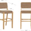 Nathan James Cohen Mid-Century Modern 29 in. Wood Bar Stool, Upholstered Faux Leather Bar Height Stool with Solid Wood Frame, Natural Brown