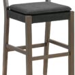 Nathan James Cohen Mid-Century Modern 29 in. Wood Bar Stool, Upholstered Faux Leather Bar Height Stool with Solid Wood Frame, Black