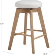 Nathan James Amalia Bohemian Swivel Bar Stool, Backless Counter Height Boucle Counter Stool with Solid Wood Legs and Upholstered Seat, White Oak