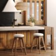 Nathan James Amalia Bohemian Swivel Bar Stool, Backless Counter Height Boucle Counter Stool with Solid Wood Legs and Upholstered Seat, White Oak
