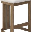 Nathan James Veya Modern Backless Bar Stool, Barrel Bar Stool with Boucle Upholstery and Solid Wood Legs, Light Brown Nathan James Veya Modern Backless Bar Stool, Barrel Bar Stool with Boucle Upholstery and Solid Wood Legs, Light Brown
