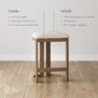 Nathan James Veya Modern Backless Bar Stool, Barrel Bar Stool with Boucle Upholstery and Solid Wood Legs, Light Brown Nathan James Veya Modern Backless Bar Stool, Barrel Bar Stool with Boucle Upholstery and Solid Wood Legs, Light Brown