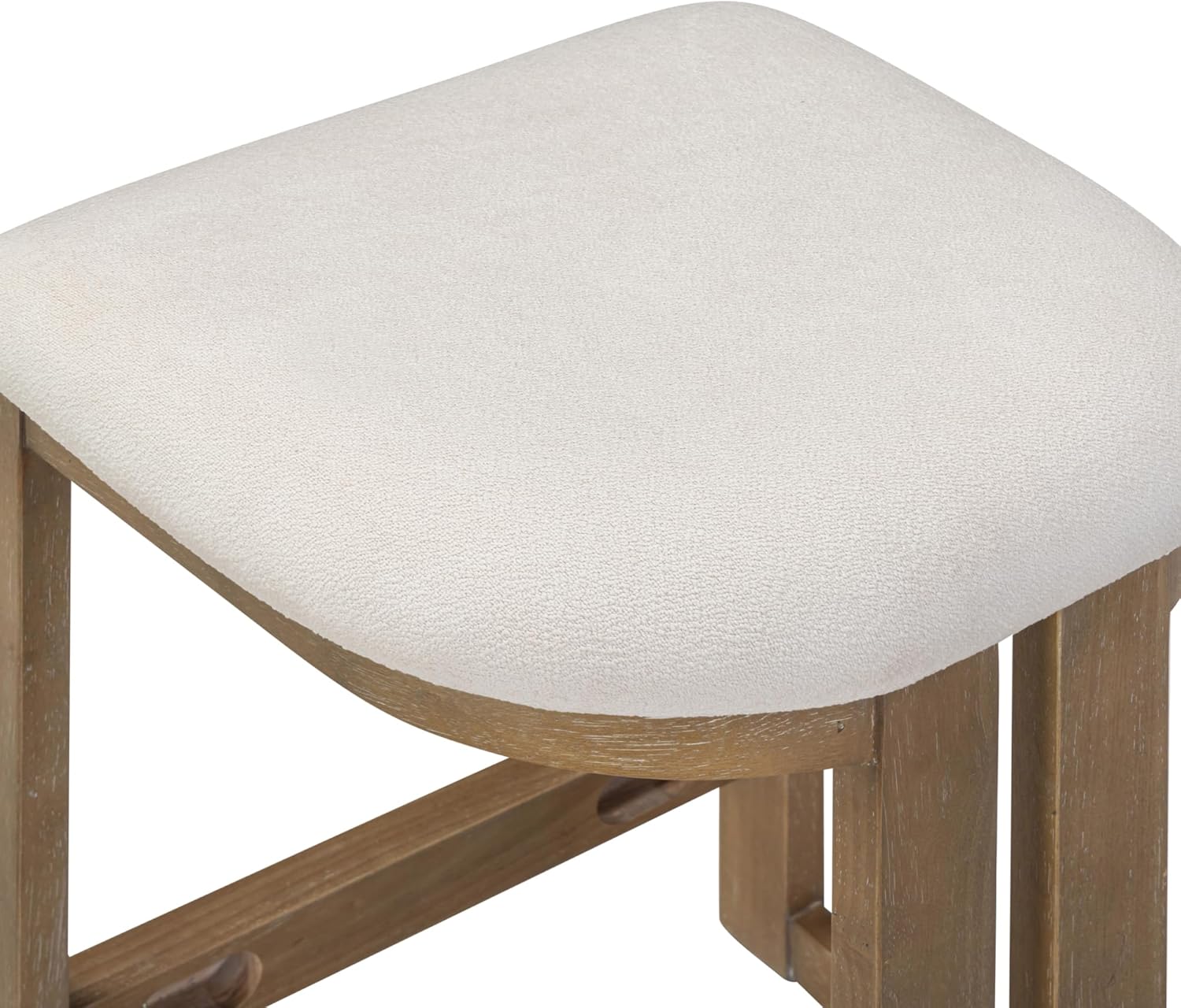 Nathan James Veya Modern Backless Bar Stool, Barrel Bar Stool with Boucle Upholstery and Solid Wood Legs, Light Brown Nathan James Veya Modern Backless Bar Stool, Barrel Bar Stool with Boucle Upholstery and Solid Wood Legs, Light Brown