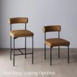 Nathan James Dahlia Counter Height Chair, Modern Barstool with Back, Mid-Century Metal Legs and Leather Padded Cushion for Kitchen, Island and Bars, Brown/Black