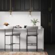 Nathan James Dahlia Counter Height Chair, Modern Barstool with Back, Mid-Century Metal Legs and Padded Cushion for Kitchen, Island and Bars, Light Grey/Black Nathan James Dahlia Counter Height Chair, Modern Barstool with Back, Mid-Century Metal Legs and Padded Cushion for Kitchen, Island and Bars, Light Grey/Black