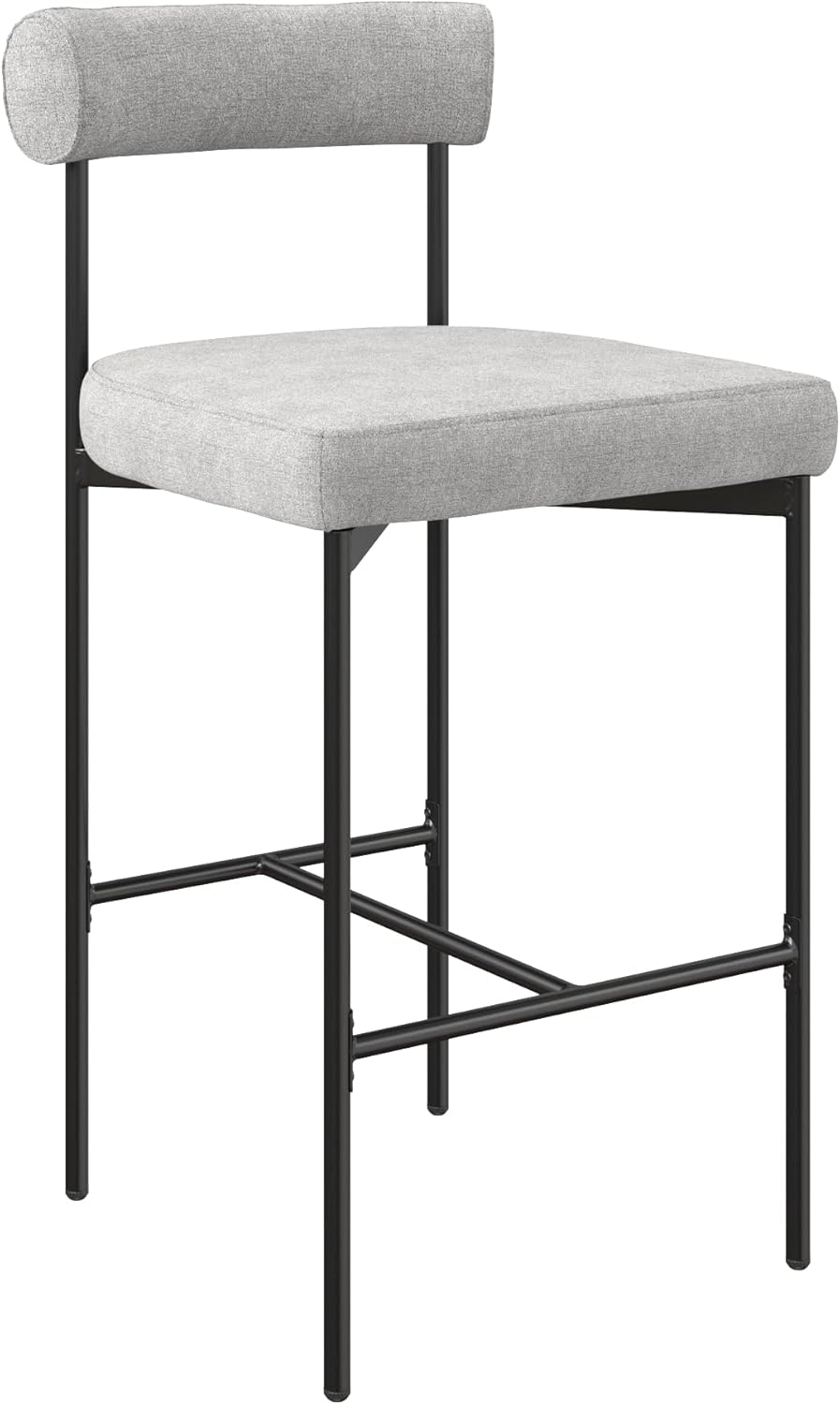 Nathan James Dahlia Counter Height Chair, Modern Barstool with Back, Mid-Century Metal Legs and Padded Cushion for Kitchen, Island and Bars, Light Grey/Black Nathan James Dahlia Counter Height Chair, Modern Barstool with Back, Mid-Century Metal Legs and Padded Cushion for Kitchen, Island and Bars, Light Grey/Black