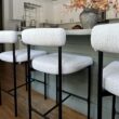 Nathan James Dahlia Counter Height Chair, Modern Barstool with Back, Mid-Century Metal Legs and Padded Cushion for Kitchen, Island and Bars, Light Grey/Black Nathan James Dahlia Counter Height Chair, Modern Barstool with Back, Mid-Century Metal Legs and Padded Cushion for Kitchen, Island and Bars, Light Grey/Black