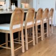 Nathan James Bailey Upholstered Rattan Bar Stool in Oak Finish Frame, Counter Height Stool with Natural Rattan Woven Back For Kitchen Island, Brown