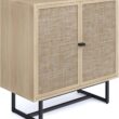 Nathan James Kova Accent Sideboard Storage Cabinet in Light Wood and Rattan with Metal Frame, Adjustable Shelves and Cane Doors, for Hallway, or Living Room, Light Oak/Cane/Black Nathan James Kova Accent Sideboard Storage Cabinet in Light Wood and Rattan with Metal Frame, Adjustable Shelves and Cane Doors, for Hallway, or Living Room, Light Oak/Cane/Black