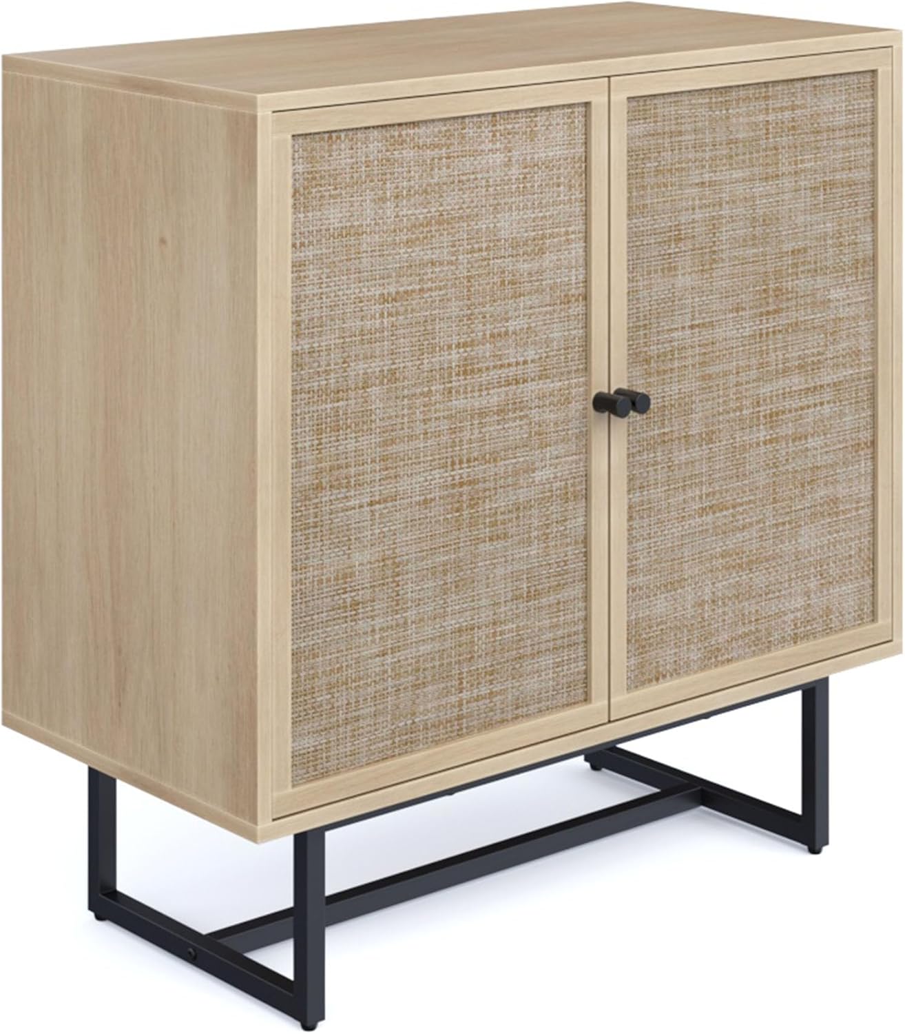 Nathan James Kova Accent Sideboard Storage Cabinet in Light Wood and Rattan with Metal Frame, Adjustable Shelves and Cane Doors, for Hallway, or Living Room, Light Oak/Cane/Black Nathan James Kova Accent Sideboard Storage Cabinet in Light Wood and Rattan with Metal Frame, Adjustable Shelves and Cane Doors, for Hallway, or Living Room, Light Oak/Cane/Black