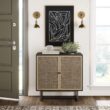 Nathan James Kova Rattan Wood Accent Sideboard Storage Cabinet with Matte Metal Frame, Adjustable Interior Shelves and Cane Doors, for Hallway, Entryway or Living Room, Black Oak/Cane Nathan James Kova Rattan Wood Accent Sideboard Storage Cabinet with Matte Metal Frame, Adjustable Interior Shelves and Cane Doors, for Hallway, Entryway or Living Room, Black Oak/Cane